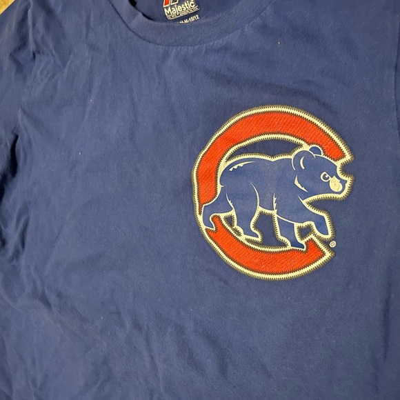 Kids 10/12 RIZZO #44 Chicago Cubs T. Shirt Anthony Rizzo Blue Tee Red Lettering - Picture 10 of 10